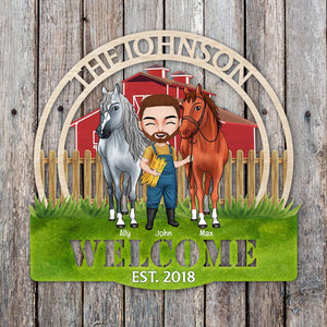 Personalized Horse Farm Cut Metal Sign, Welcome Metal Sign - Metal Wall Art - GoDuckee