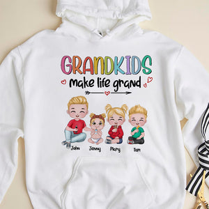 Grandkids Make Life Grand Personalized Grandma Shirt, Gift For Family - Shirts - GoDuckee