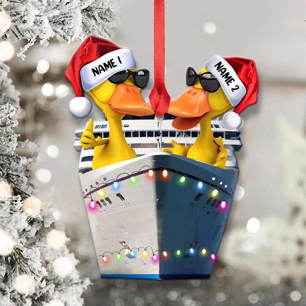 Cruising Couple Ducks - Personalized Christmas Ornament - Gifts for Cruising Lovers, Couple - Ornament - GoDuckee
