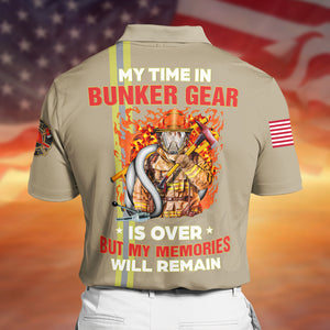 Firefighter My Time In Bunker Gear Is Over - Personalized Polo Shirt - AOP Products - GoDuckee