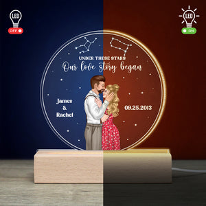 Under These Star Our Love Story Began - Personalized Couple Led Light - Gift For Couple - Led Night Light - GoDuckee