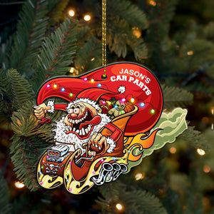 Hot Rod Santa - Personalized Christmas Ornament - Christmas Gift For Drag Racer - Ornament - GoDuckee