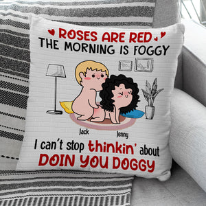 Roses Are Red The Morning Is Foggy Personalized Couple Pillow, Blanket, White Mug, Tumbler, Gift For Couple - Pillow - GoDuckee