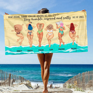 Making Us Feel Tiny Humble Inspired & Salty - Personalized Beach Towel - Gifts For Big Sister, Sistas, Girls Trip - Sunbathing Girls - Beach Towel - GoDuckee