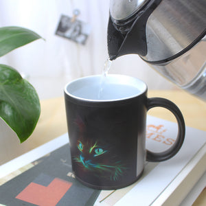 Neon Cat Black Background, Personalized Magic Mug, Gifts for Cat Lovers - Magic Mug - GoDuckee