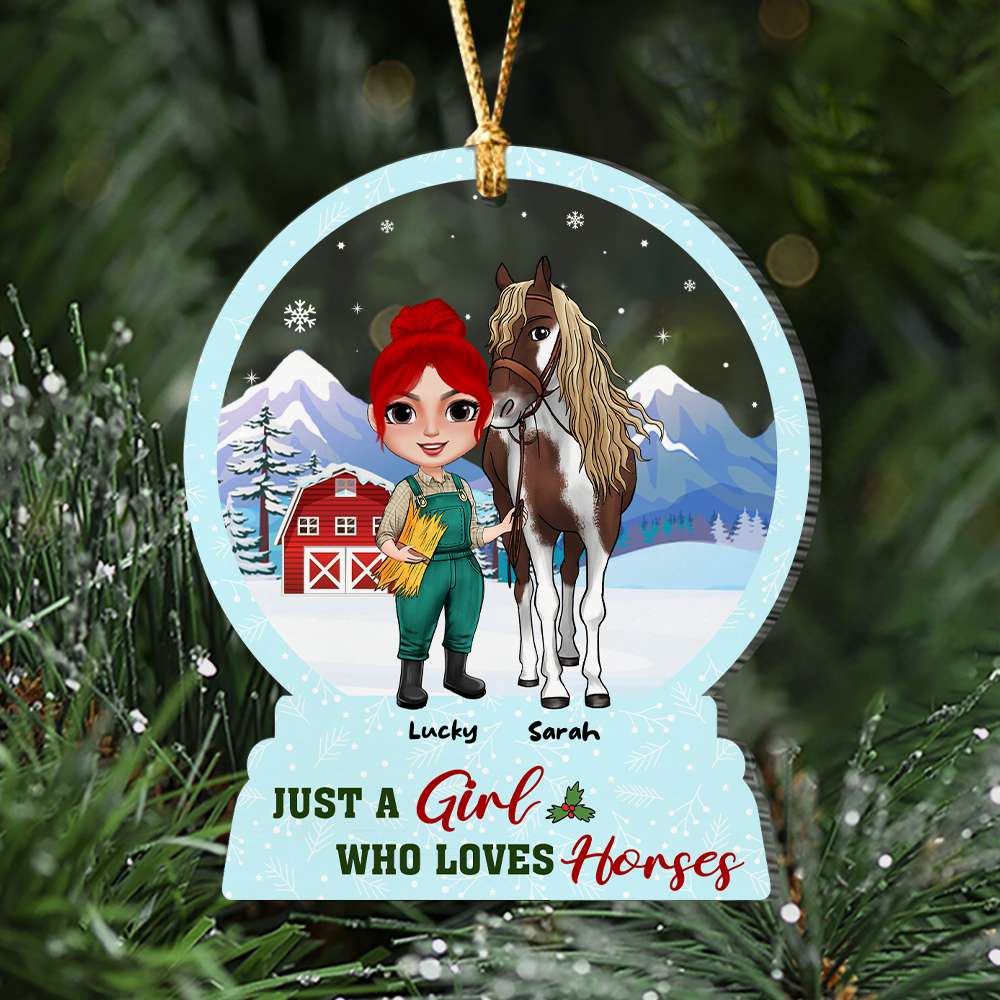 Just A Girl Who Loves Horses, Horse Personalized Shape Ornament - Ornament - GoDuckee