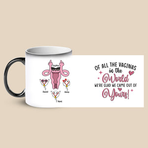 Glad We Came Out Of Yours, Personalized Magic Mug, Funny Mom and Sperms Coffee Mug, Mother's Day Gift For Mom - Magic Mug - GoDuckee