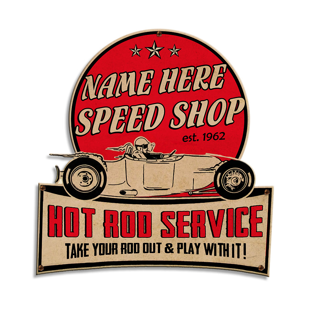 Drag Racing Metal Sign - Hot Rod Service - Custom Vintage Speed Shop's Name Fol6-Vd2 - Metal Wall Art - GoDuckee