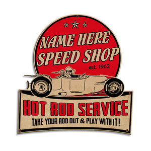 Drag Racing Metal Sign - Hot Rod Service - Custom Vintage Speed Shop's Name Fol6-Vd2 - Metal Wall Art - GoDuckee