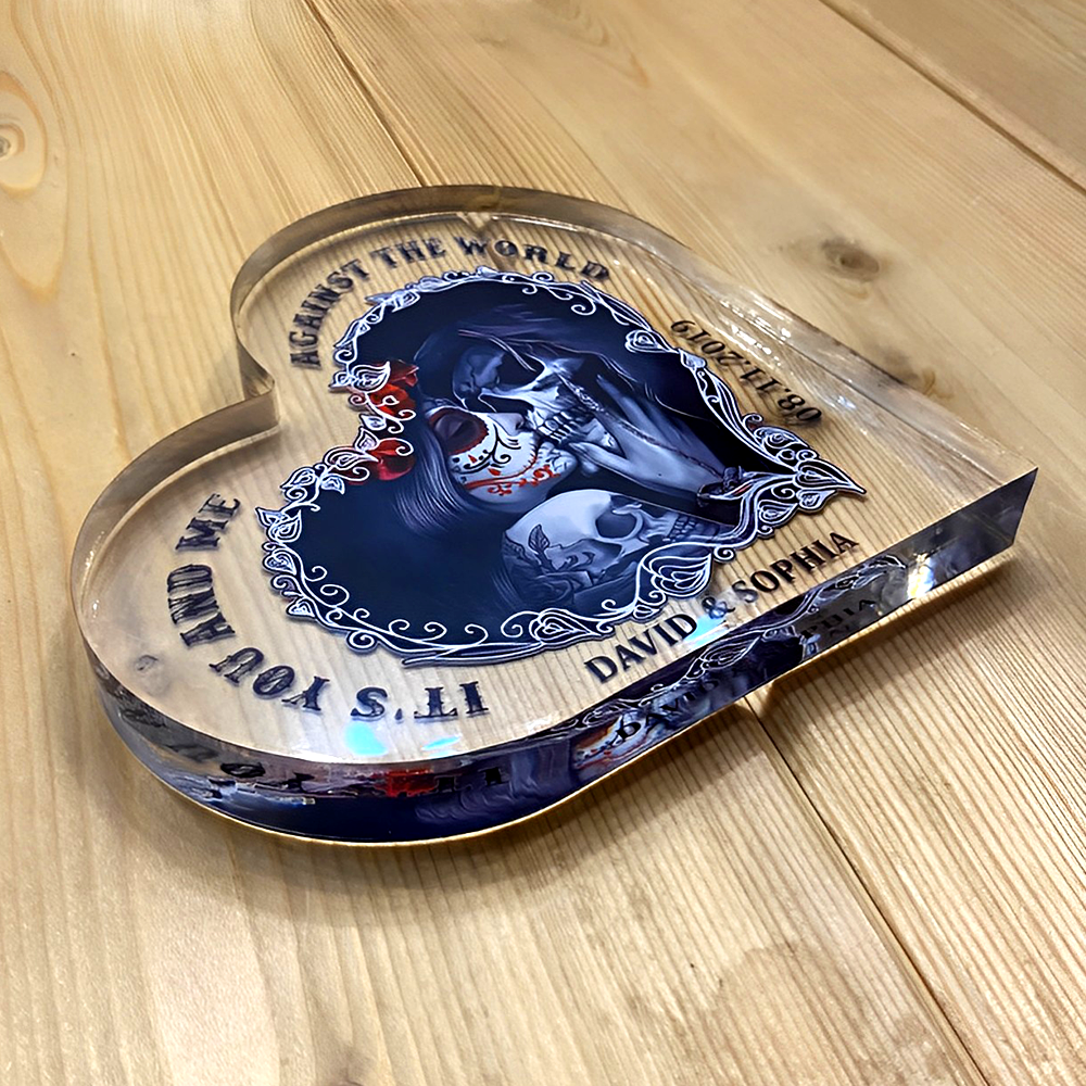 It's You And Me, Personalized Heart Shaped Acrylic Plaque, Gift For Couple - Decorative Plaques - GoDuckee