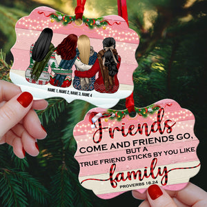 True Friends Like Family - Personalized Friend Sister Benelux Ornament - Best Gift For Soul Sisters - Back Girls Sitting - Ornament - GoDuckee
