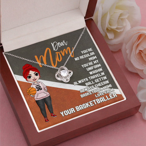 Basketball Mom Love From Your Basketballer Personalized Love Knot Necklace BSB2104 - Jewelry - GoDuckee