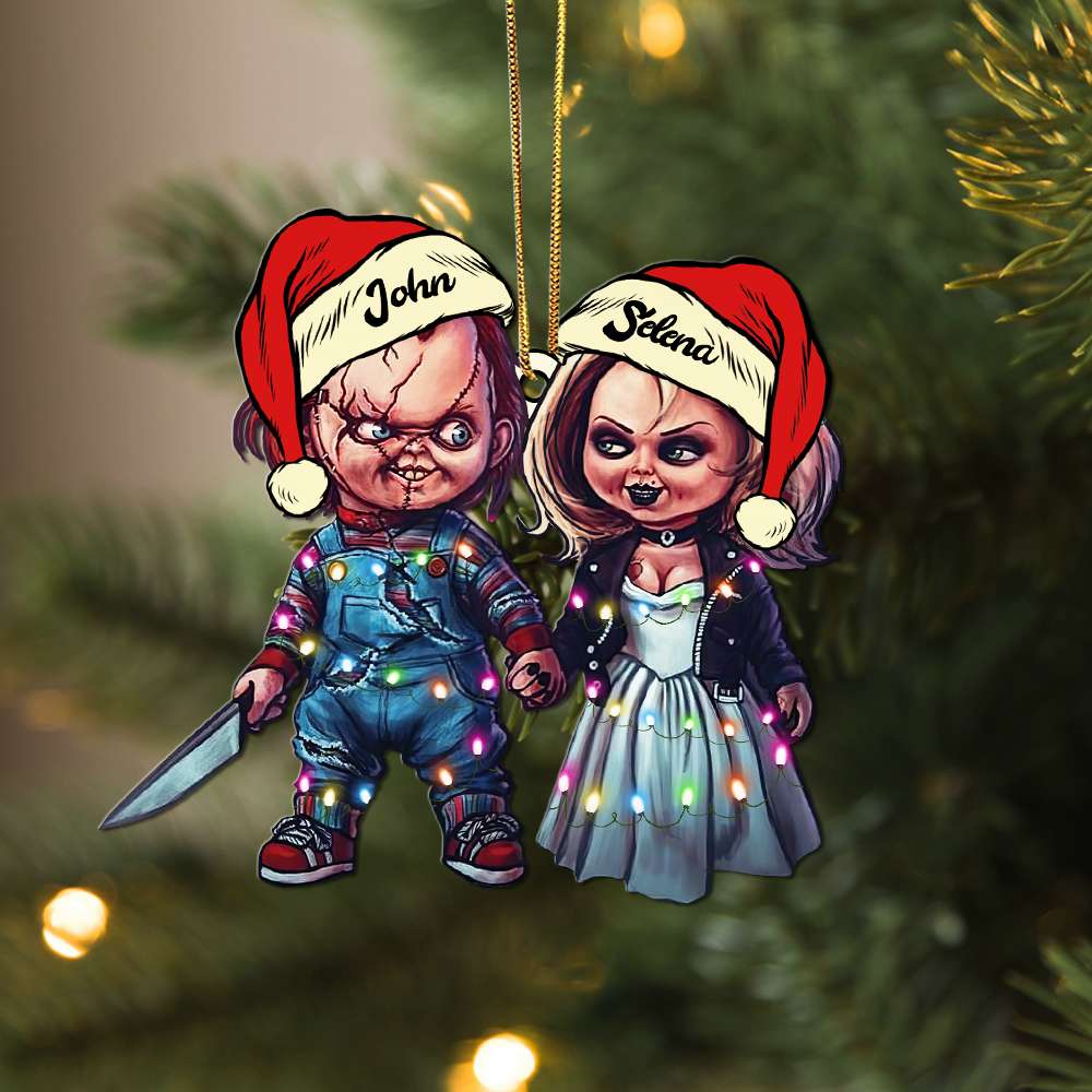 Personalized Horror Couple Christmas Ornament, Serial Killer Doll and His Bride - Ornament - GoDuckee