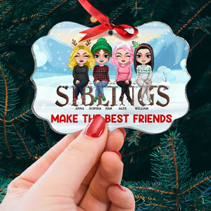 Siblings Make The Best Friends Personalized Ornament, Christmas Gift For Siblings - Ornament - GoDuckee