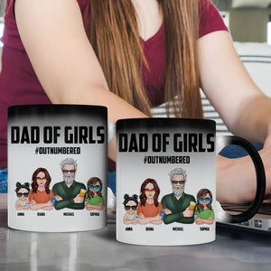 Dad Of Girls Outnumbered Personalized Father Magic Mug - Magic Mug - GoDuckee