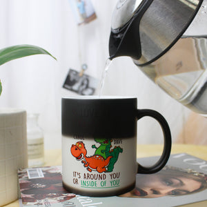 Dinosaur Couple Love Is Like An Air It's Around You or Inside You, Personalized Magic Mug, Gifts for Him/Her - Magic Mug - GoDuckee