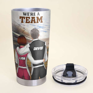 Dirt Track Racing - Personalized Couple Tumbler Be With Someone That Helps You To Bleeds The Brakes On Your Racecar - Tumbler Cup - GoDuckee