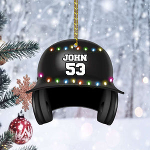 Baseball Helmet - Personalized Christmas Ornament With Printed Christmas Lights - Ornament - GoDuckee