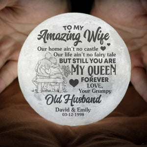 To My Amazing Wife You Are My Queen Personalized 3D Moon Lamp-Couple Gift - Led Night Light - GoDuckee