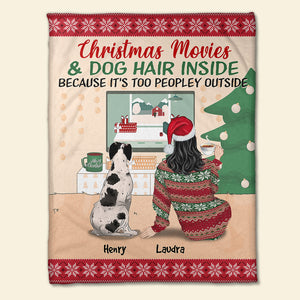 Personalized Sweater Girl & Dog Breeds Blanket - Christmas Movies And Dog Hair Inside - Blanket - GoDuckee