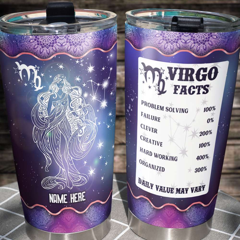 Zodiac Custom Insulated Tumbler With Straw Large Iced Coffee Cup