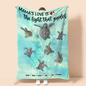 Custom Turtle Family Blanket - Mama's Love Is The Light That Guides - Blanket - GoDuckee
