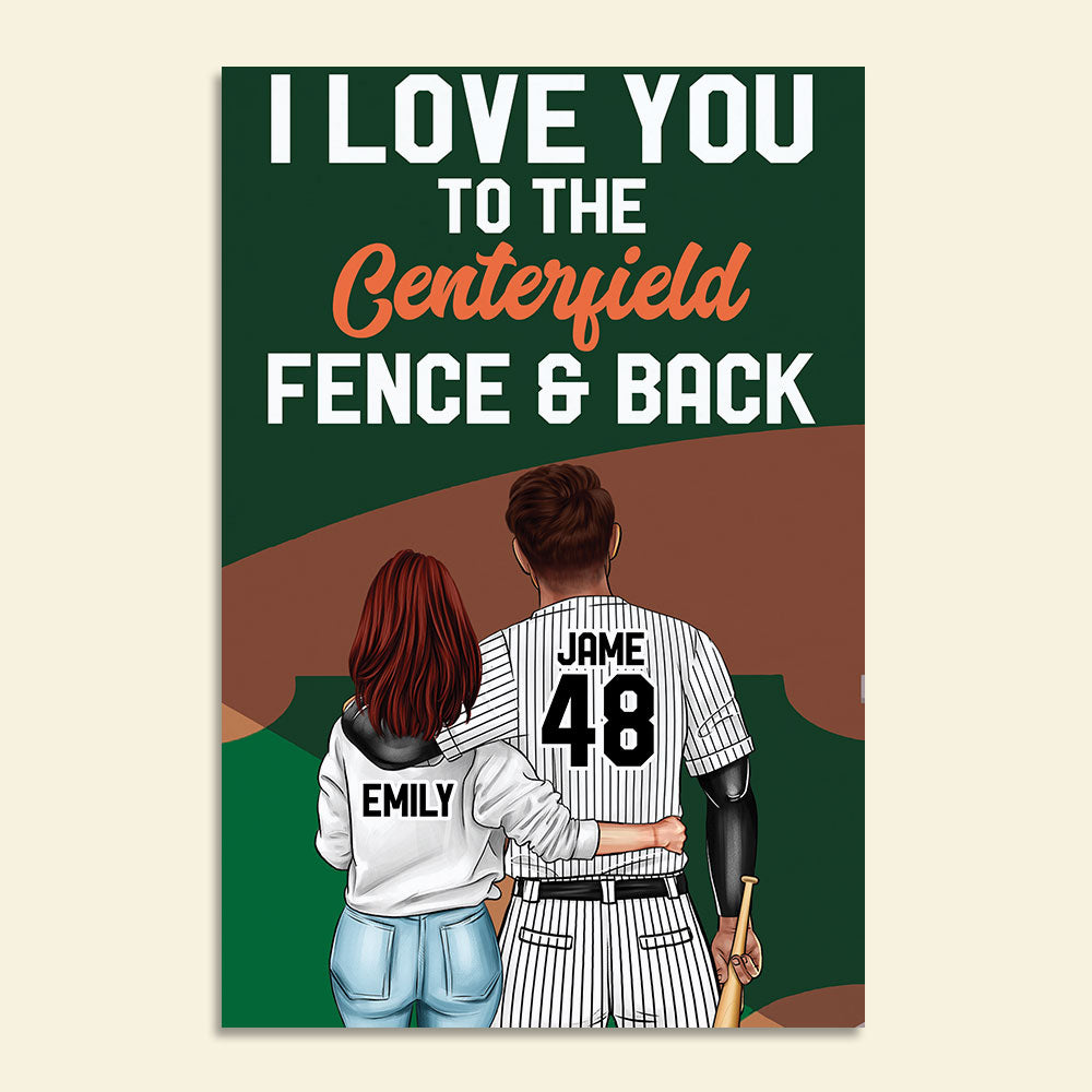 Personalized Basketball Couple Poster - I Love You to the Centerfield Fence and Back - Poster & Canvas - GoDuckee