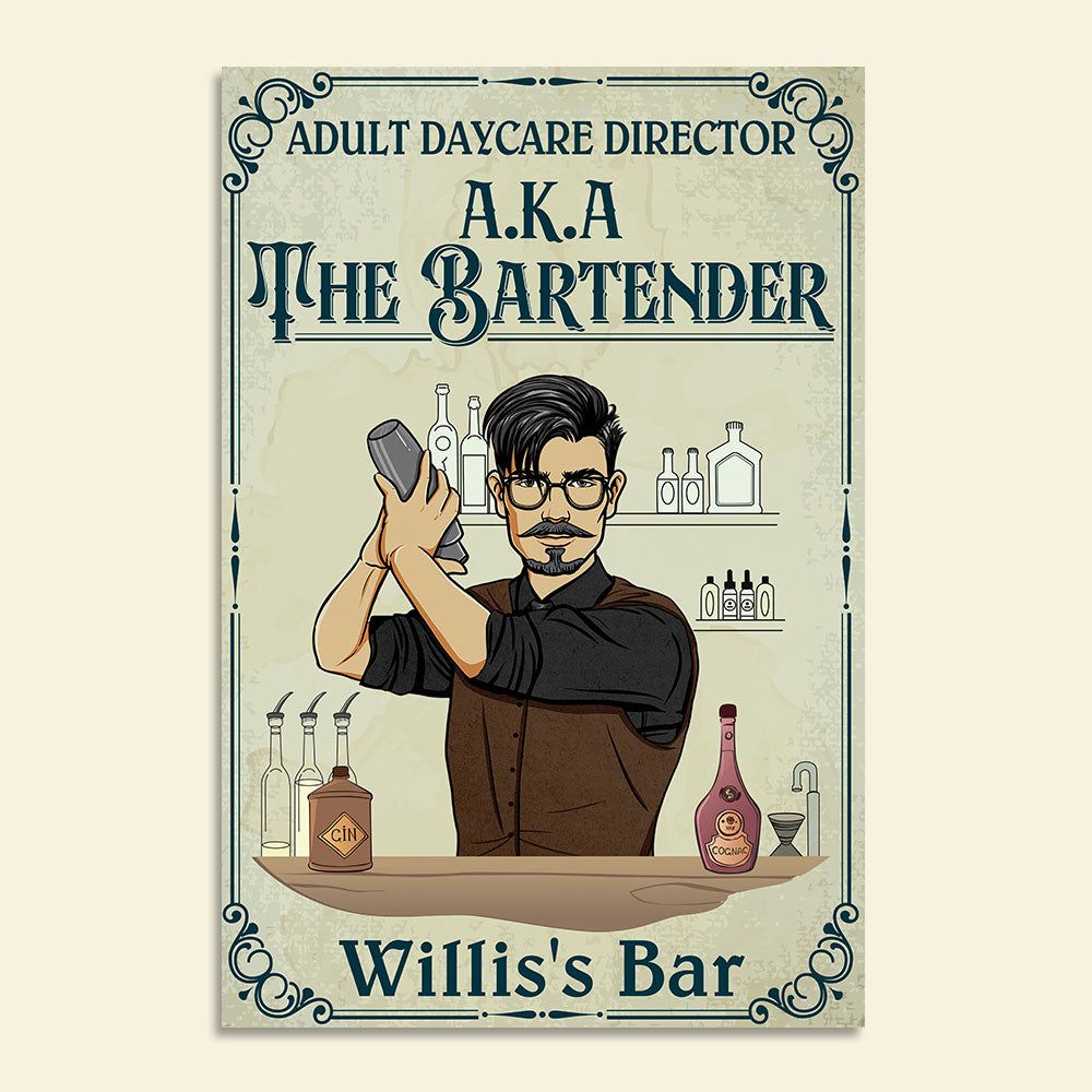 Personalized Shaking Bartender Poster - Adult Daycare Director - Retro - Poster & Canvas - GoDuckee