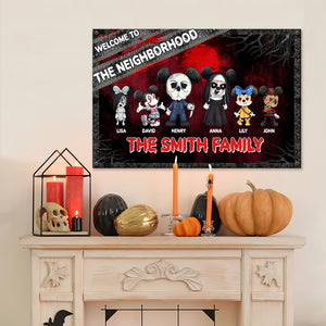 Welcome To The Neighborhood Personalized Halloween Metal Sign, Gift For Family - Metal Wall Art - GoDuckee