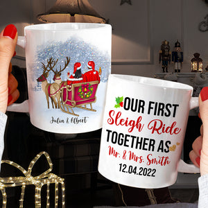 Our First Sleigh Ride Together As, Christmas White Mug Gift For Newly Married Couple - Coffee Mug - GoDuckee