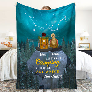 Personalized Zodiac Hiking Couple Blanket - Let's Go Camping Cuddle And Watch The Stars - Blanket - GoDuckee