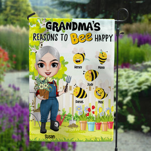 Grandma's Reasons To Bee Happy - Personalized Flag - Gift For Grandma - Flag - GoDuckee