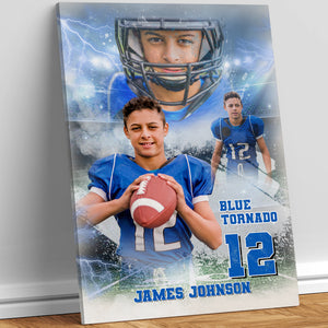 Custom Football Player Photo Canvas Print, Gift For Football Lovers - Poster & Canvas - GoDuckee