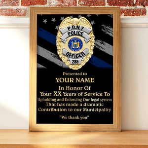 We Thank You Personalized Police Canvas Print Police Badge Casting Plaque Award - Poster & Canvas - GoDuckee