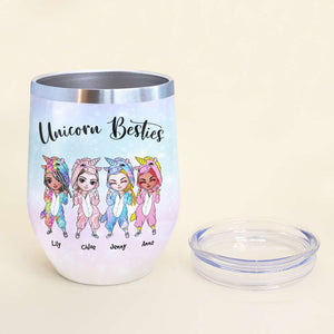Personalized Unicorn Besties Wine Tumbler - Piss Glitter, Shit Cupcakes & Fart Rainbows - Wine Tumbler - GoDuckee