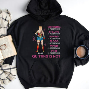 Super Breast Cancer Mom - Quitting Is Not - Personalized Shirt - Shirts - GoDuckee