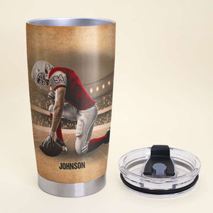 American Football Personalized Tumbler Cup - The Football Prayer - Kneeling Player - Tumbler Cup - GoDuckee