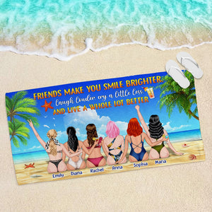 Friends Make You Smile Brighter Personalized Friends Beach Towel Gift For Friends - Beach Towel - GoDuckee