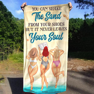Shake The Sand From Your Shoes - Personalized Beach Towel - Gifts For Big Sister, Sistas, Girls Trip - Sunbathing Girls - Beach Towel - GoDuckee