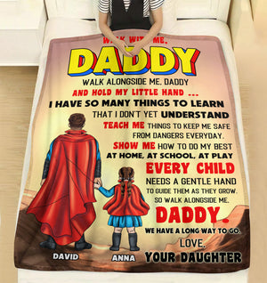 Walk With Me Daddy Personalized Father's Day Blanket - Blanket - GoDuckee