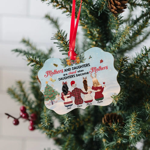 Mothers And Daughters Are Closest Personalized Medallion Wood Ornament , Gift For Mother and Daughter - Ornament - GoDuckee