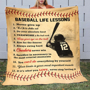 Baseball Player 12 Life Lessons Personalized Baseball Blanket - Blanket - GoDuckee