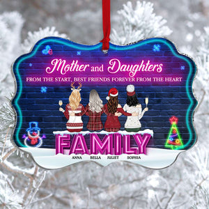 Mother And Daughters From The Starts Best Friends Personalized Medallion Acrylic Ornament, Christmas Gift For Family - Ornament - GoDuckee