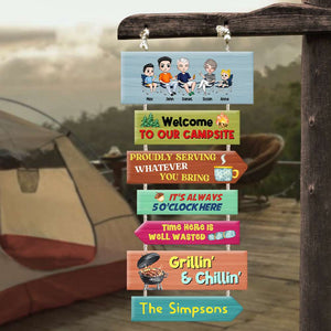 Welcome To Our Campsite, Personalized Wood Sign, Gift For Camping Lovers - Wood Sign - GoDuckee