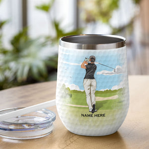 Personalized Female Golfer Wine Tumbler - I'm Not Swearing I'm Using My Golf Words - Wine Tumbler - GoDuckee