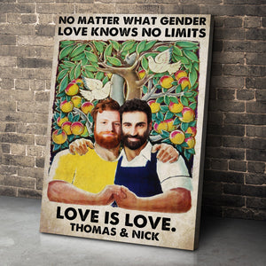 Love Has No Gender - Custom Photo LGBT Couple Canvas Print - Romantic Home Decor For LGBT Couples - Poster & Canvas - GoDuckee