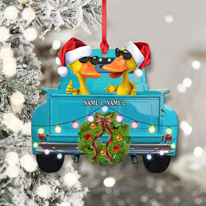 Pickup Truck Christmas Ornament - Personalized Duck Christmas Ornament - Gift For Couple - Ornament - GoDuckee