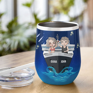 Personalized Cruising Couple Wine Tumbler - A Party Without Alcohol Is Just A Meeting - Wine Tumbler - GoDuckee