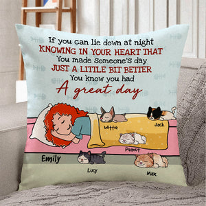 Just A Little Bit Better - Gift For Cat Lovers, Cat Mom - Personalized Pillow - A Girl With Sleeping Cats - Pillow - GoDuckee
