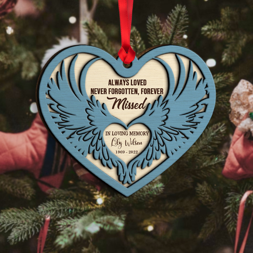 Your Wings Were Ready But Our Hearts Were Not, Personalized Heaven Wood Ornament, Christmas Gift - Ornament - GoDuckee